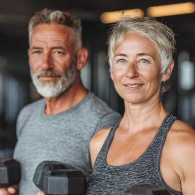 Літні люди займаються йогою в парку